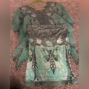 100% Silk Matching (2) piece, skirt & overall set ! Ellie Tahari